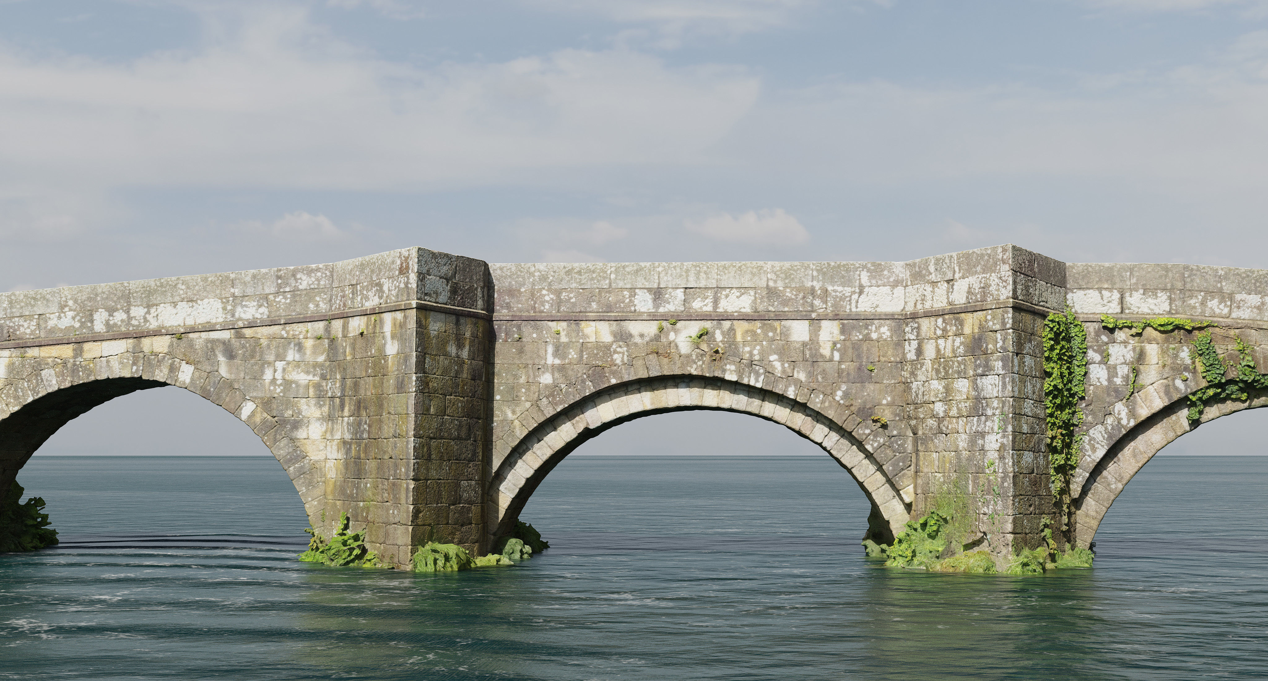 Old Roman Stone Bridge Medieval 3D model_8