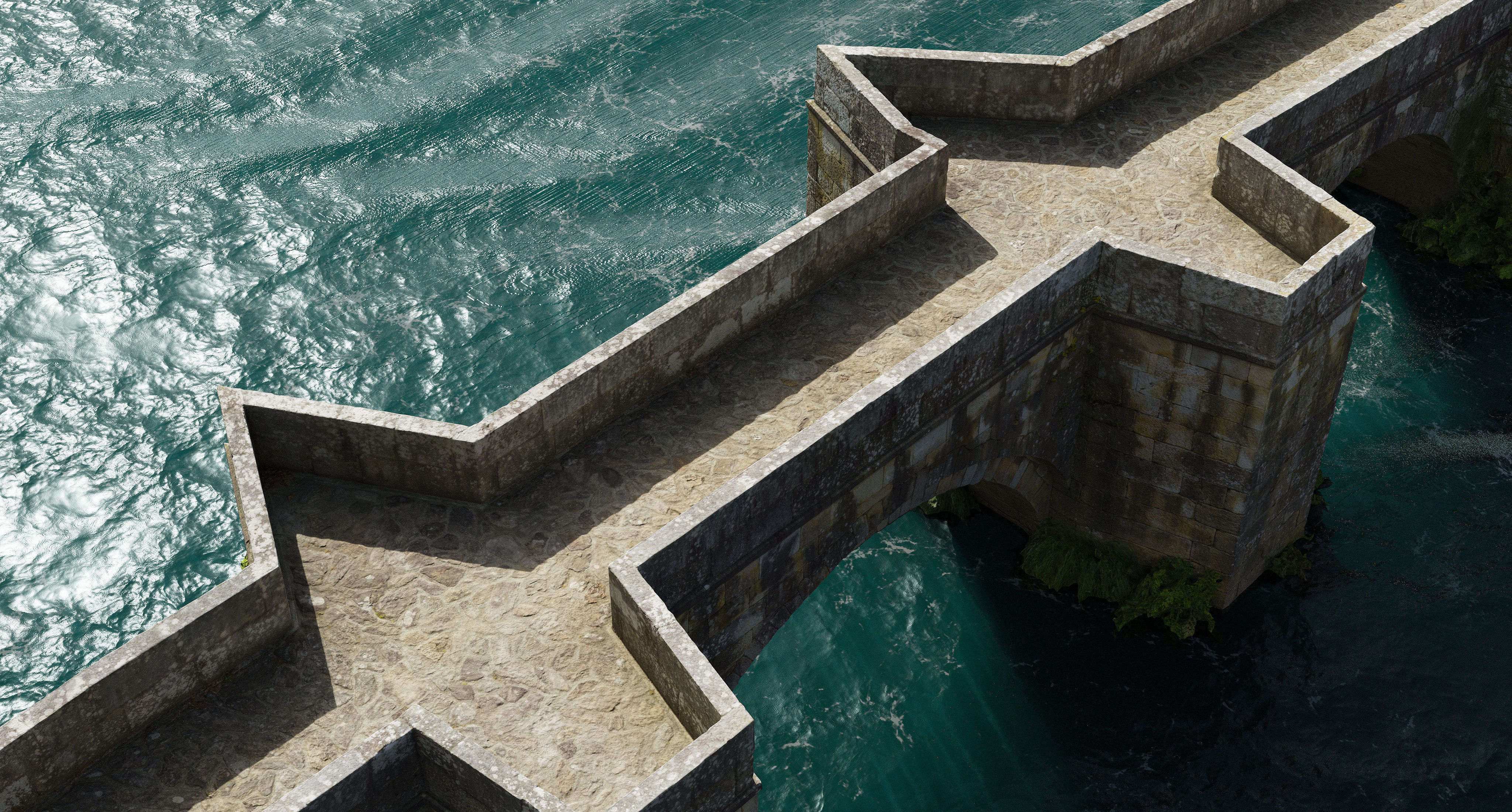 Old Roman Stone Bridge Medieval 3D model_7