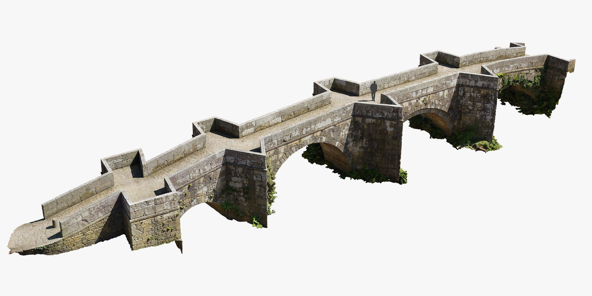 Old Roman Stone Bridge Medieval 3D model_1