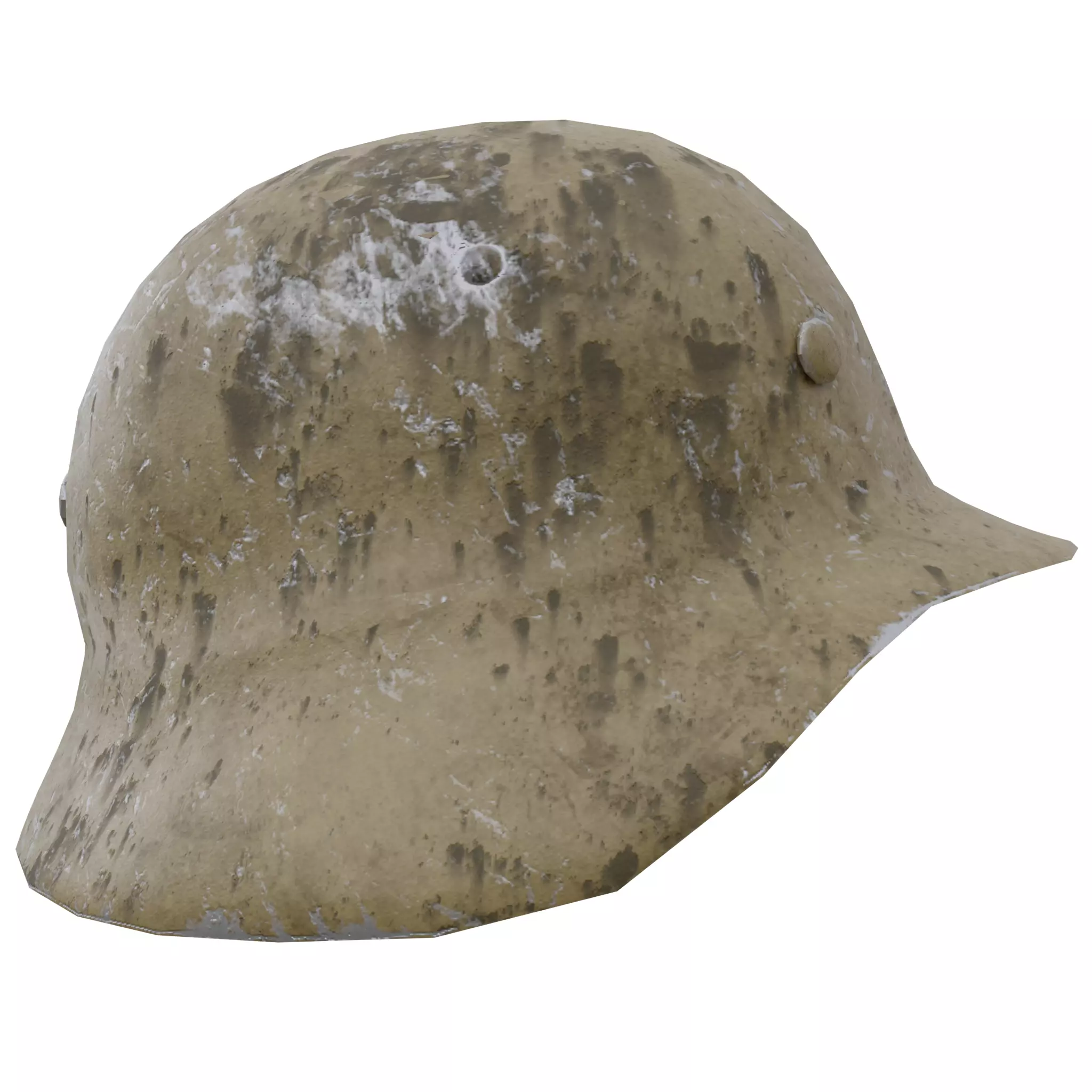 German M35 Afrika Korps Helmet Damaged Low-poly 3D model