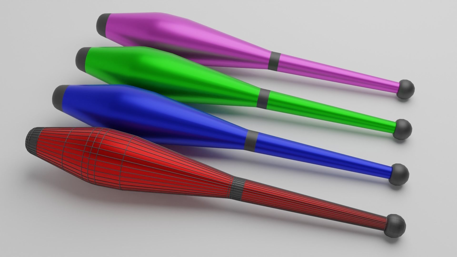 Juggling pins Low-poly 3D model_5