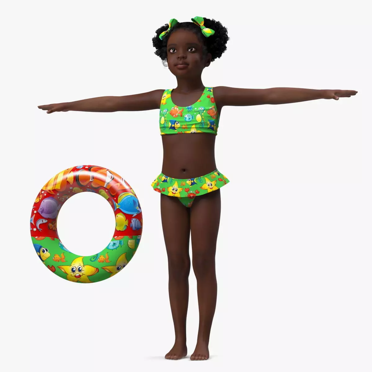 Black Child Girl Beach Style Rigged 3D model