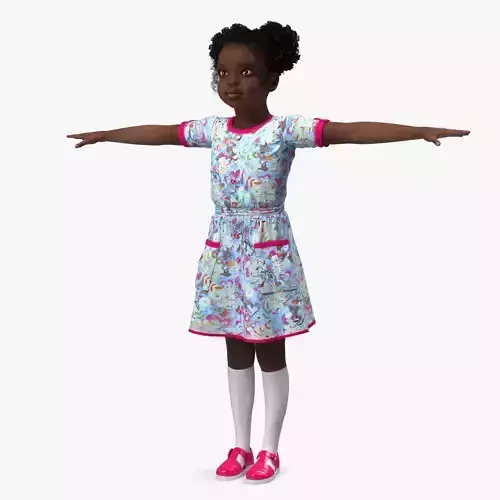 Black Child Girl T-pose