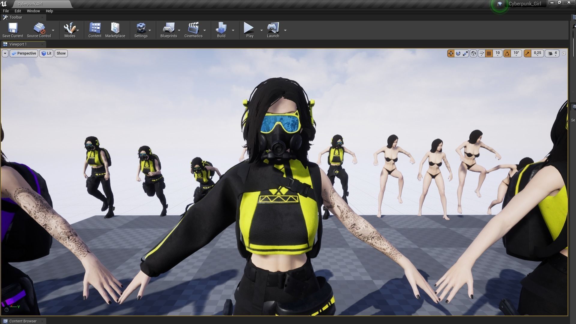 Cyberpunk Girl Low-poly 3D model_10