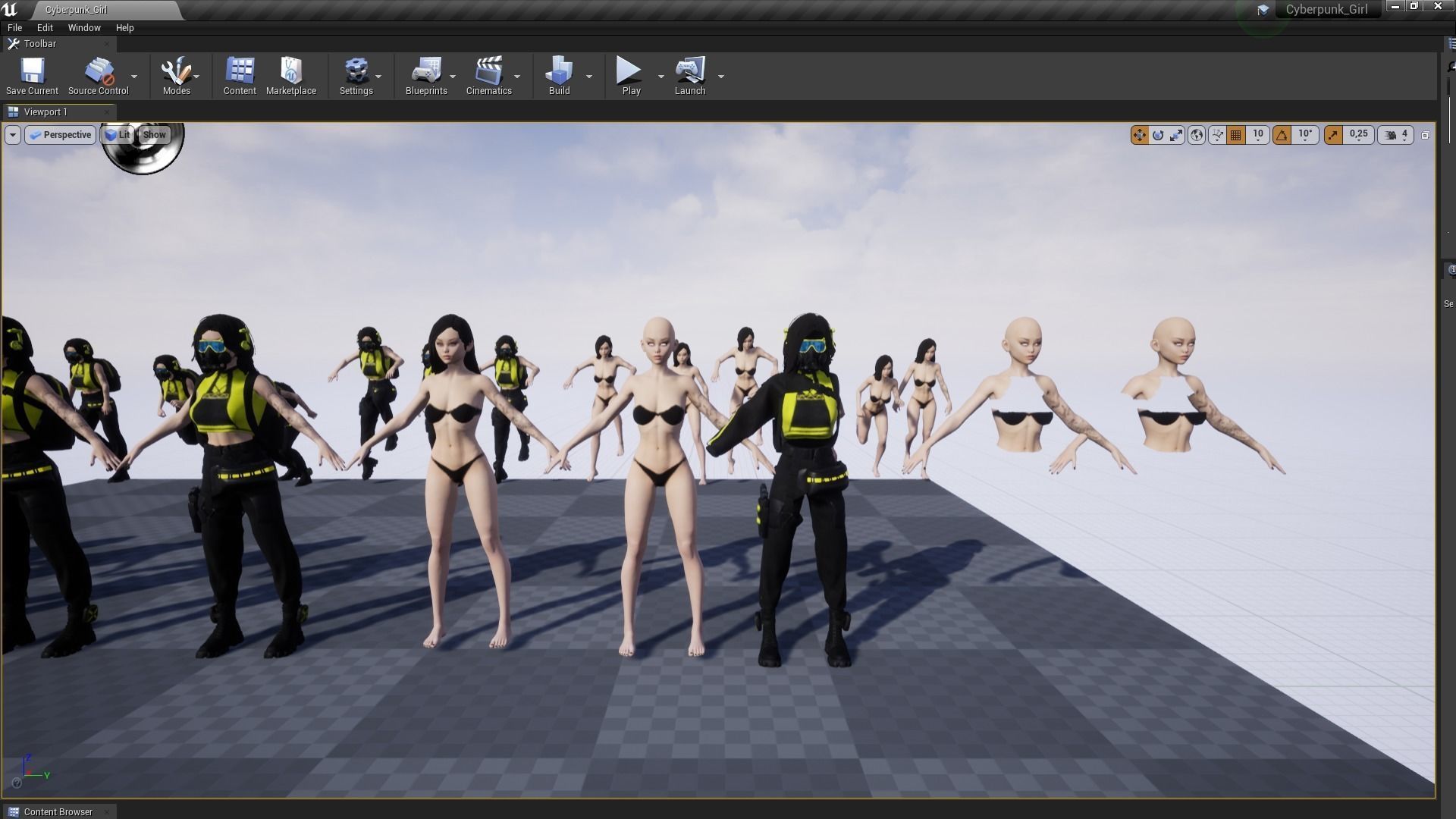 Cyberpunk Girl Low-poly 3D model_12