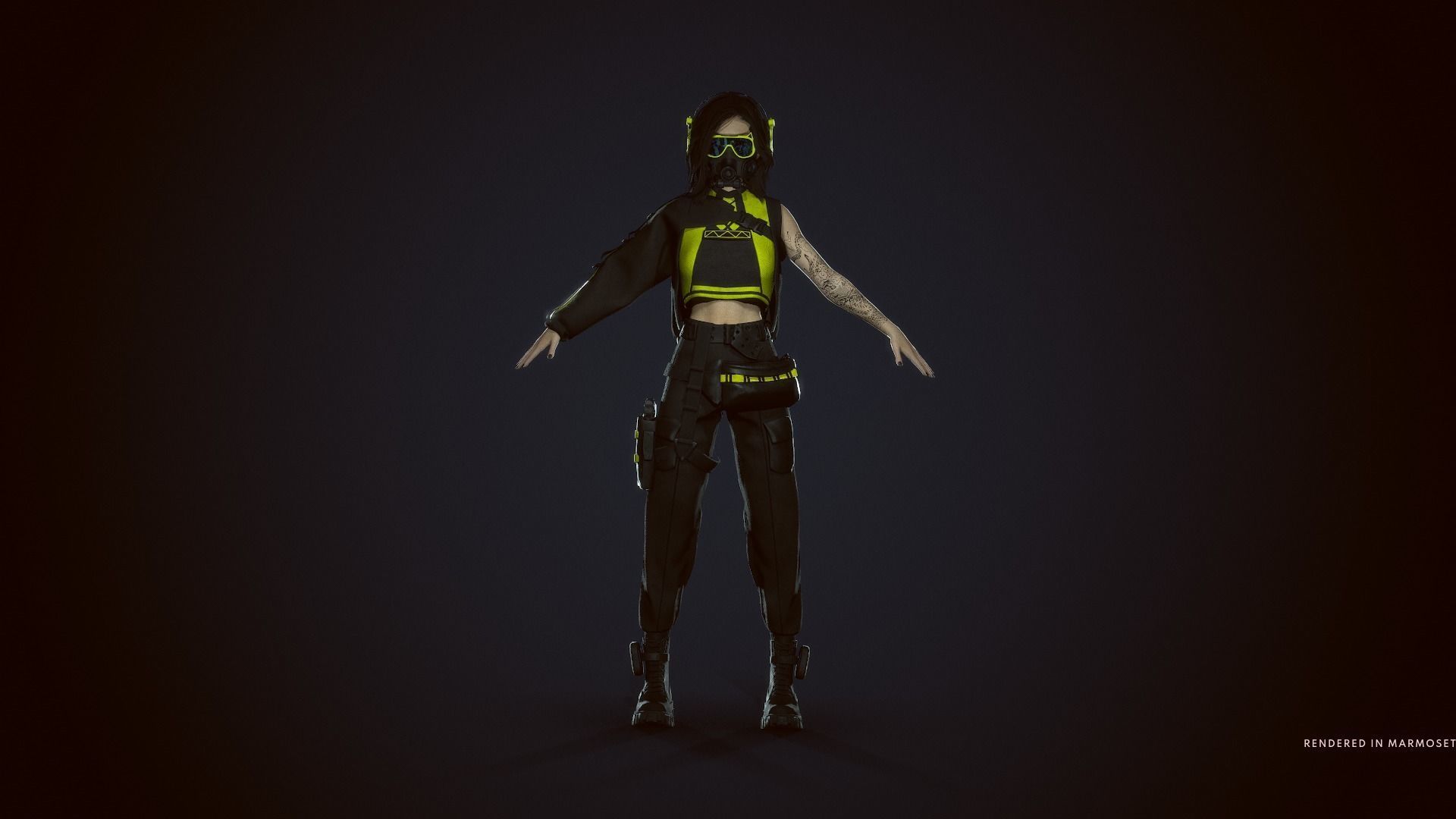 Cyberpunk Girl Low-poly 3D model_8