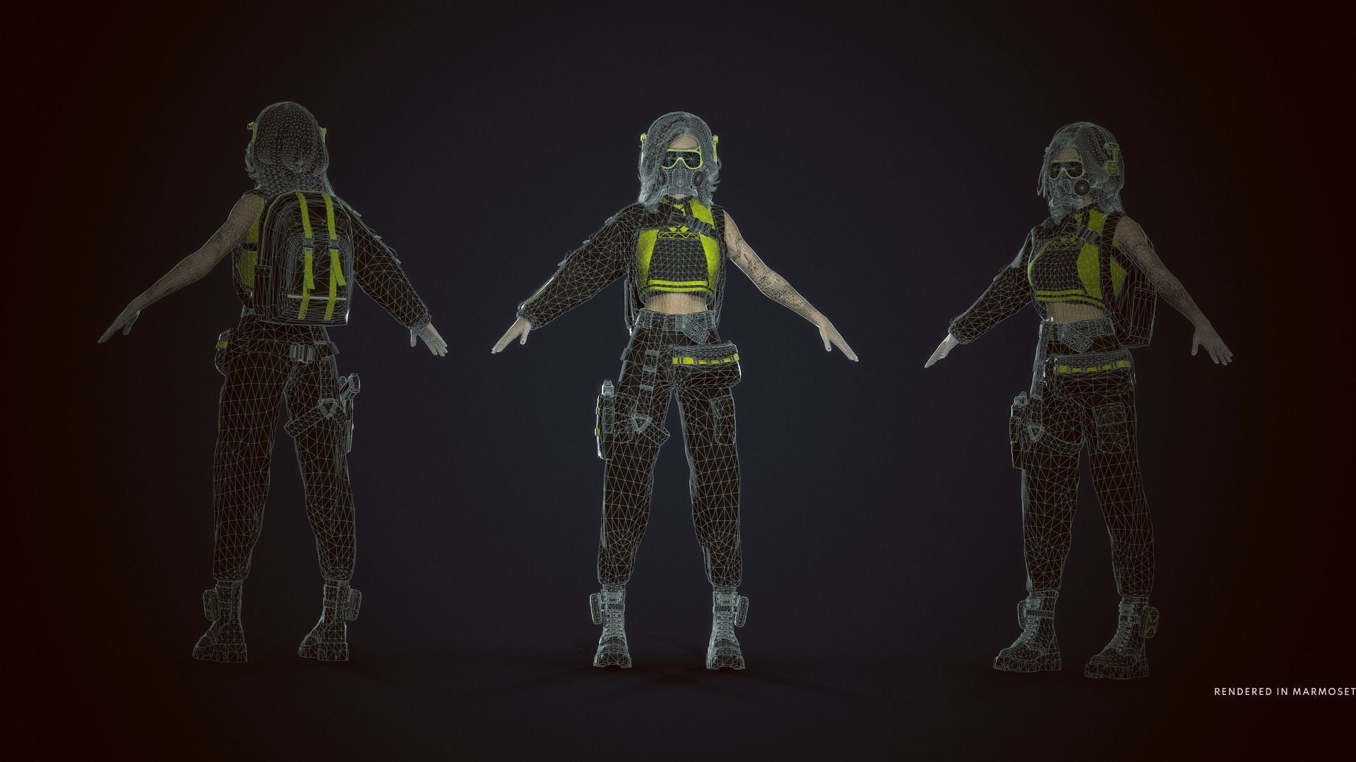 Cyberpunk Girl Low-poly 3D model_5