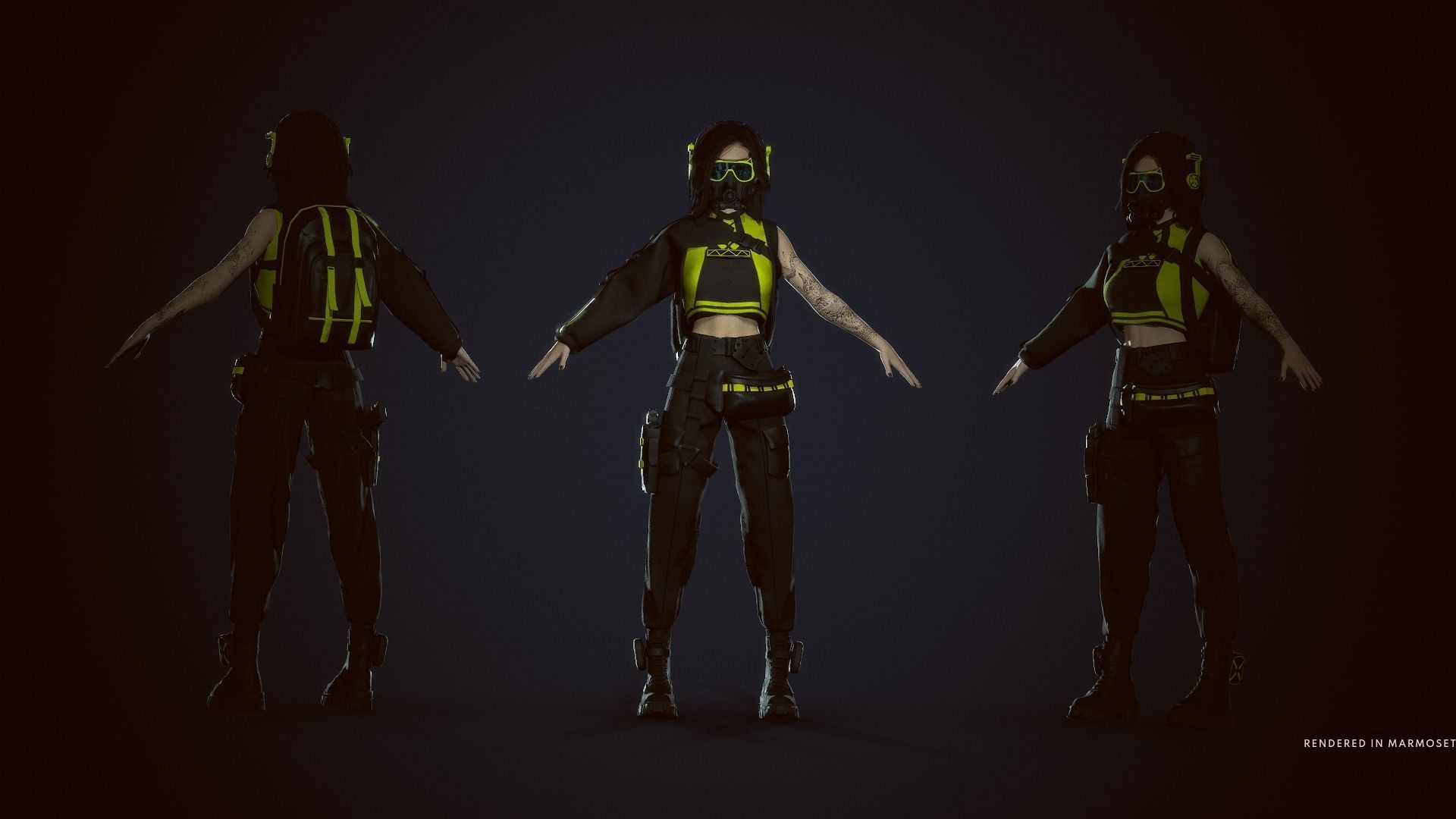 Cyberpunk Girl Low-poly 3D model_4