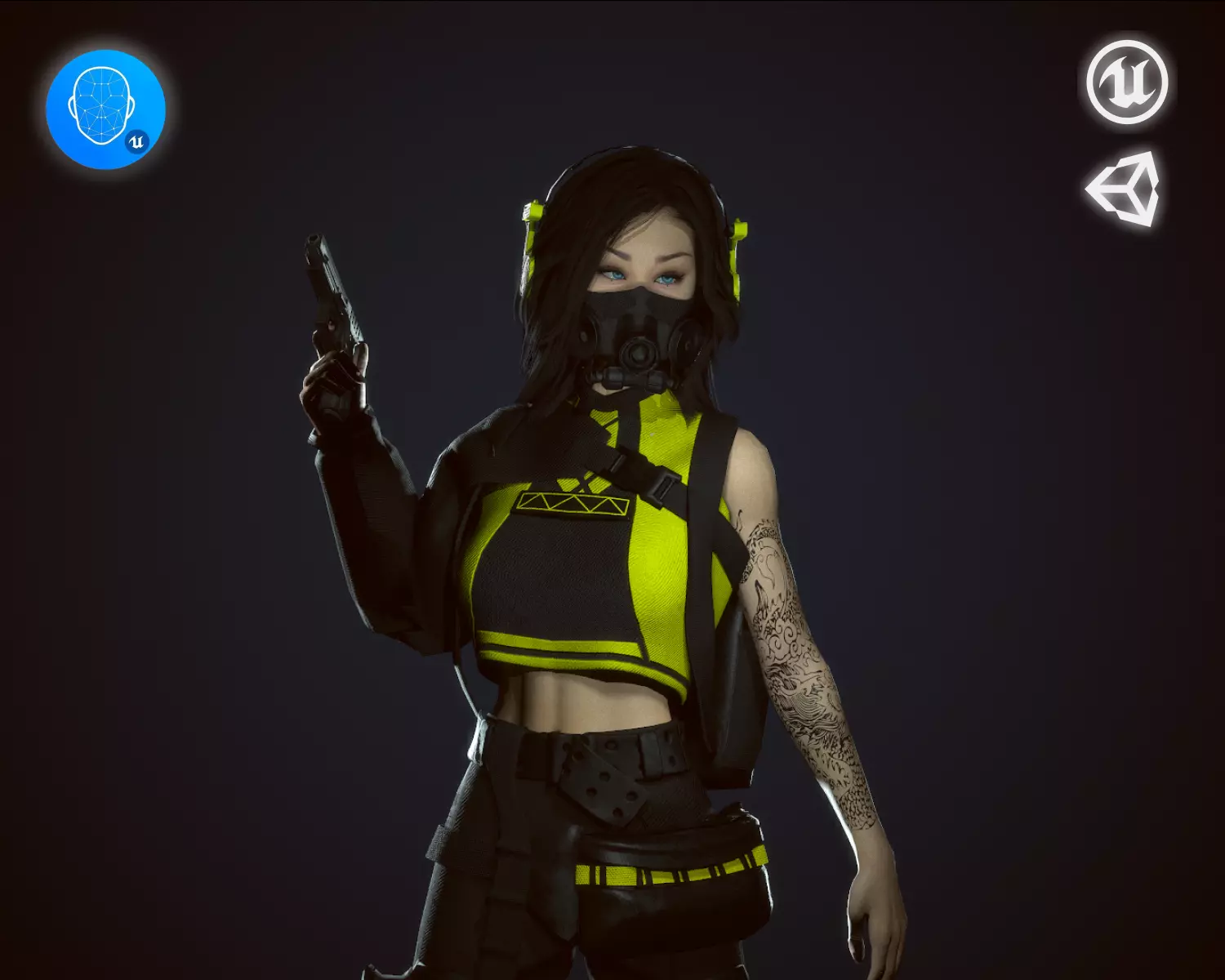 Cyberpunk Girl Low-poly 3D model_0