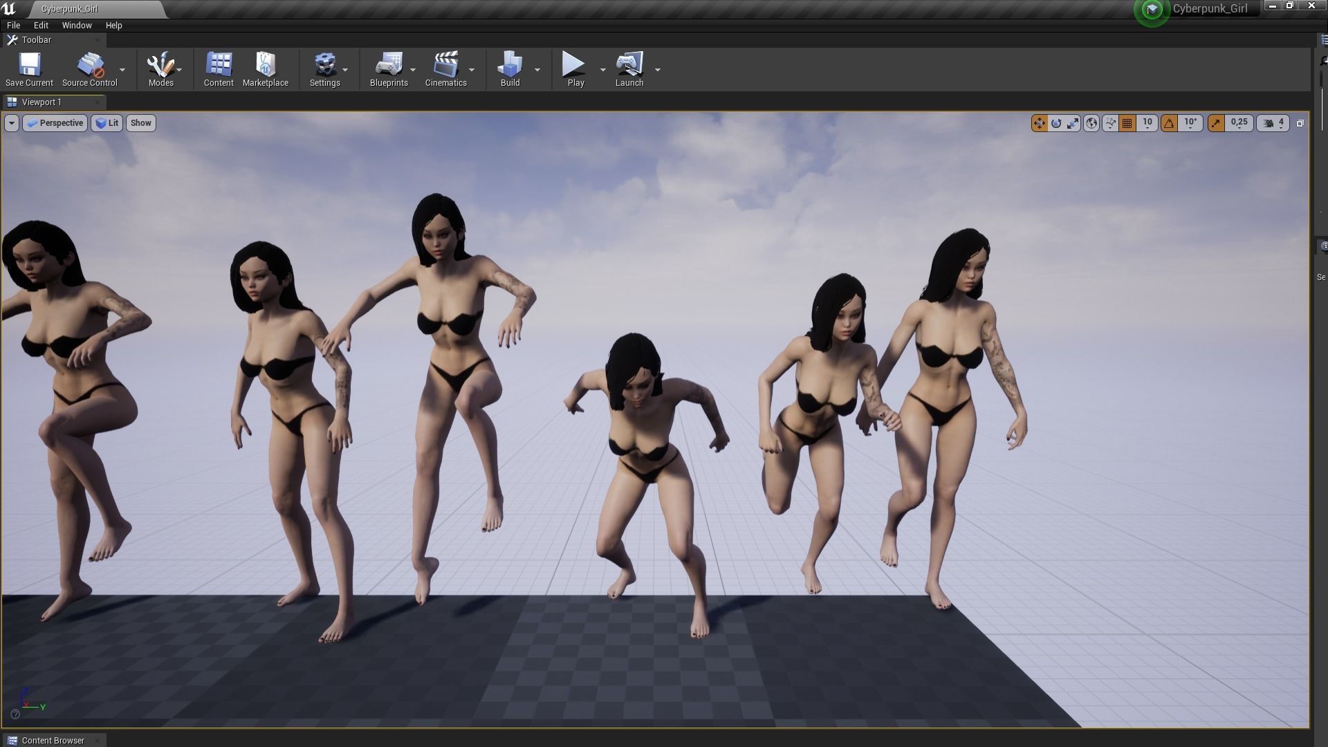 Cyberpunk Girl Low-poly 3D model_13