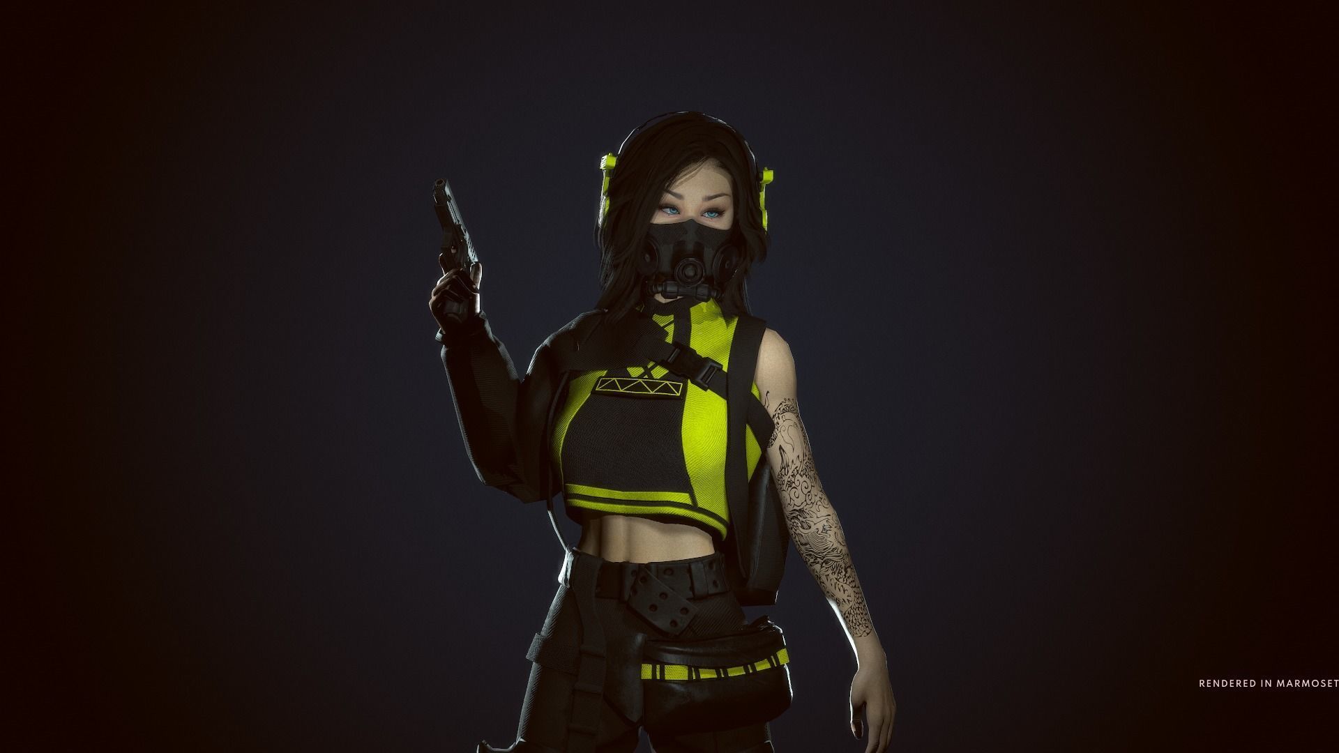 Cyberpunk Girl Low-poly 3D model_2