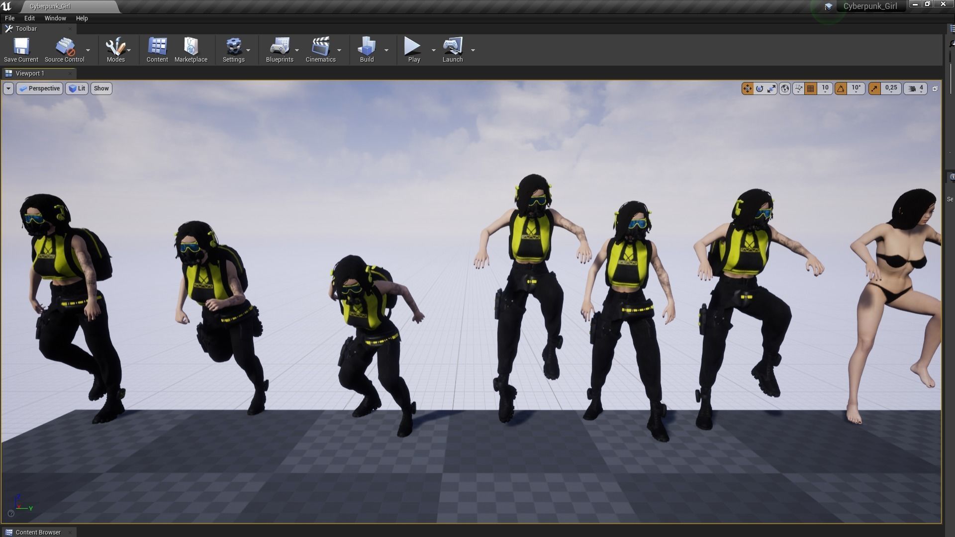 Cyberpunk Girl Low-poly 3D model_14