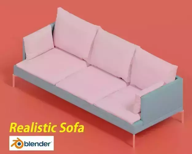 3D Realistic Sofa model with two pillows