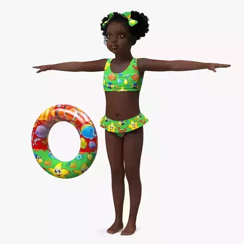 Black Child Girl Beach Style T-pose