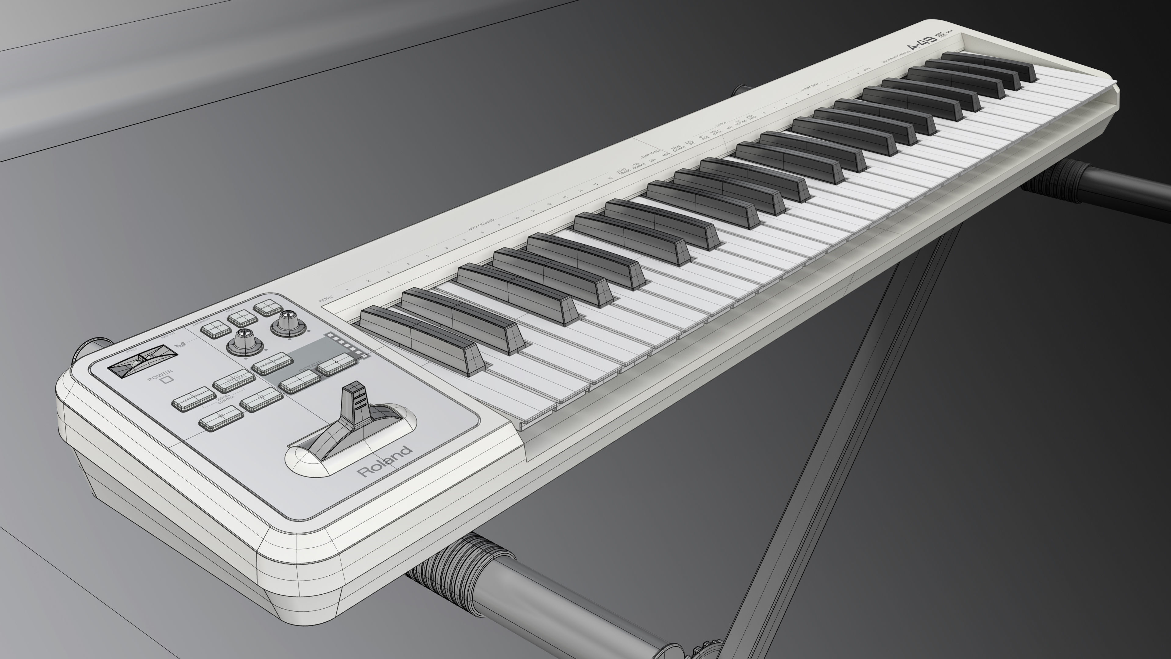 Roland A-49 MIDI Keyboard Controller 3D model_17
