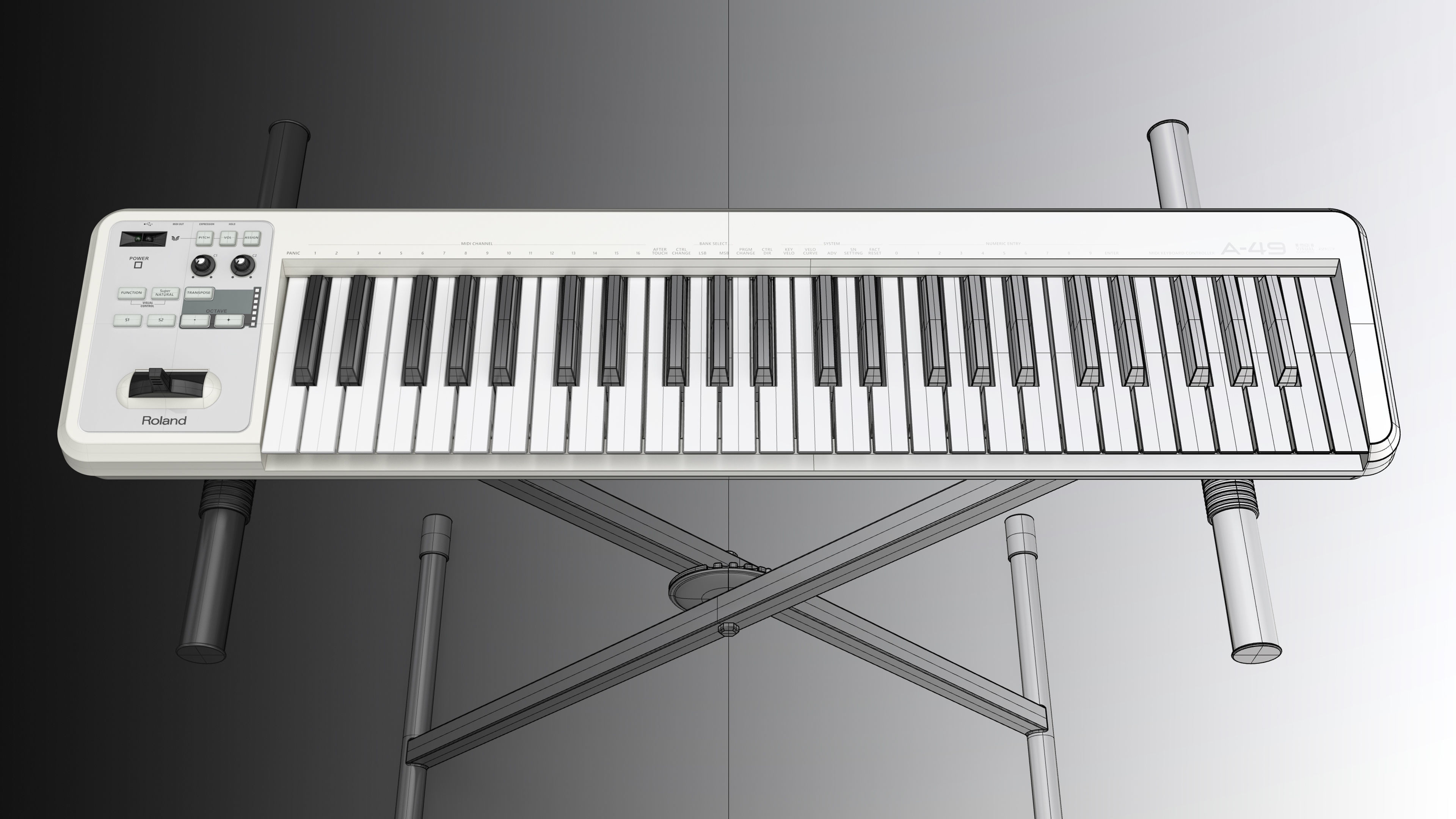 Roland A-49 MIDI Keyboard Controller 3D model_16