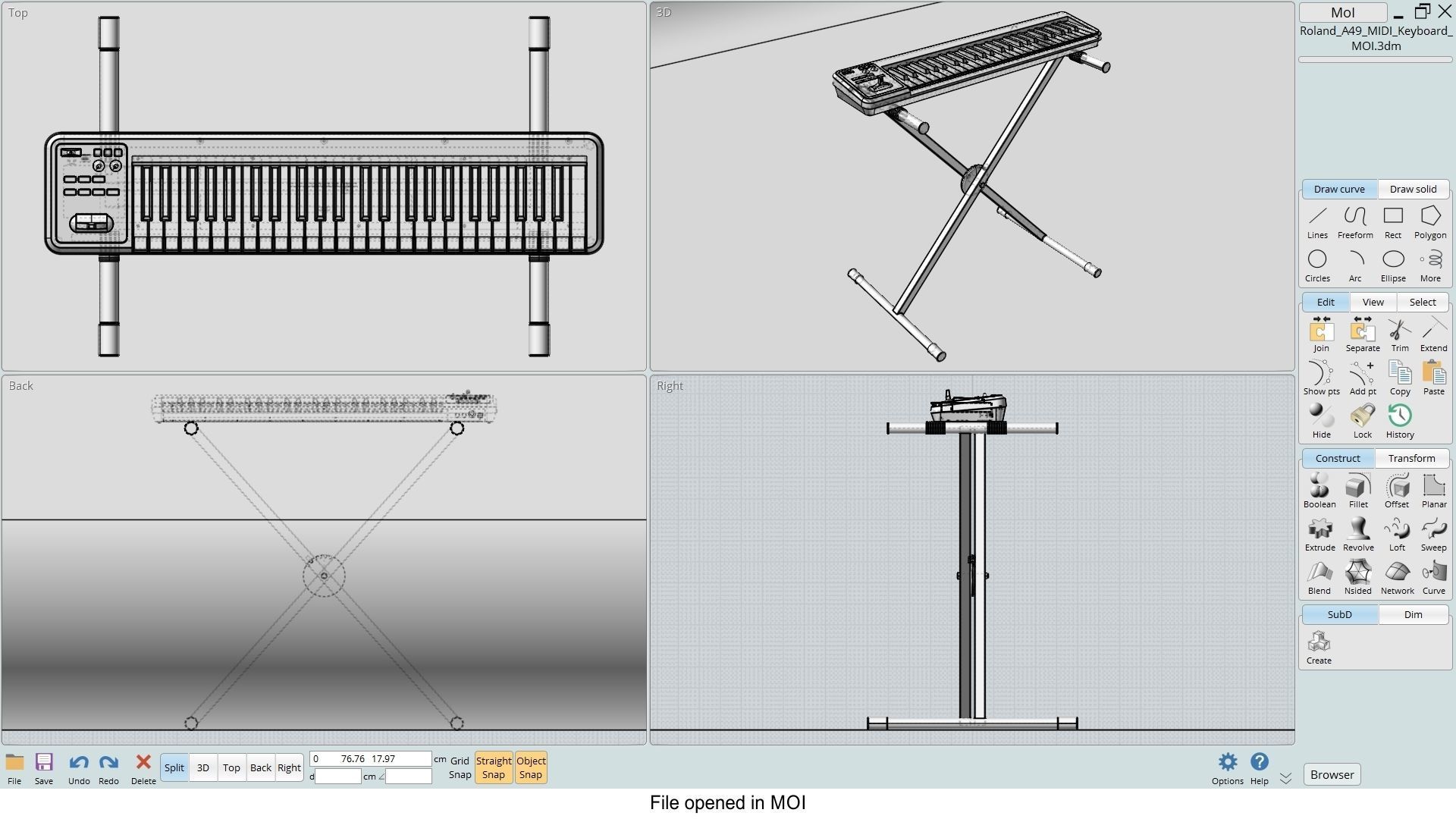 Roland A-49 MIDI Keyboard Controller 3D model_26