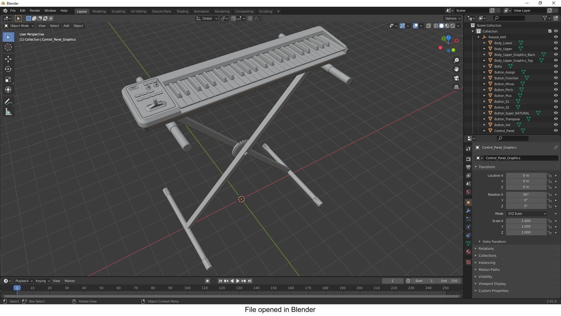 Roland A-49 MIDI Keyboard Controller 3D model_25