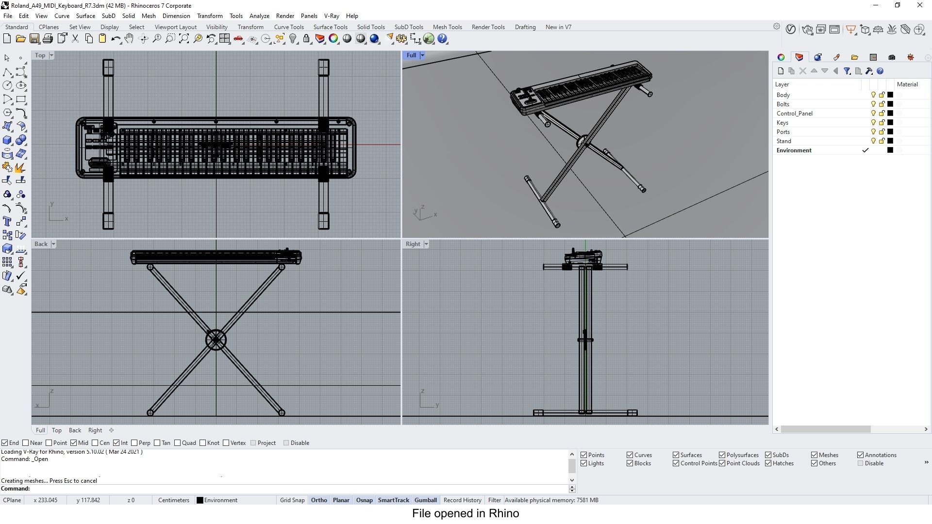 Roland A-49 MIDI Keyboard Controller 3D model_23