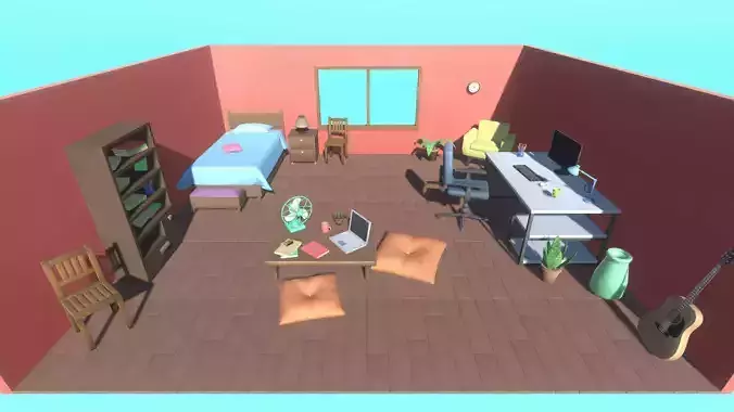 Stylized Bedroom Furniture - Game Ready