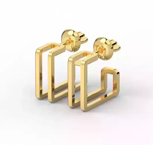 220408 Earrings threads stud earrings  Cubes lines  minimal