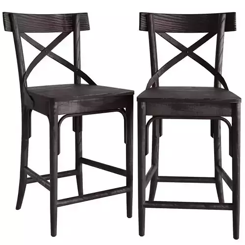 Bistro Distressed Wood Counter Stool 3D model