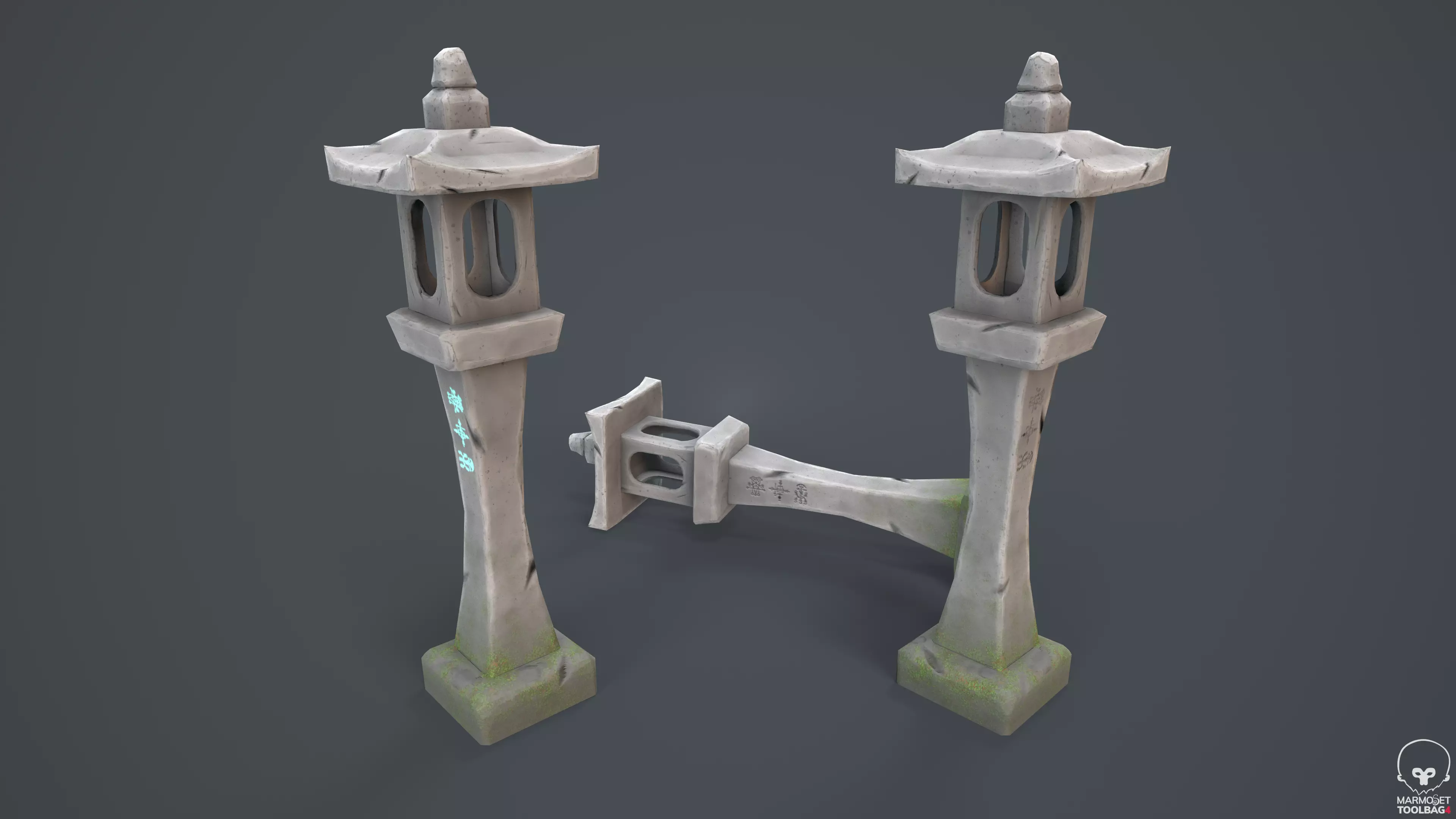 Stylized Stonelantern Free low-poly 3D model_0