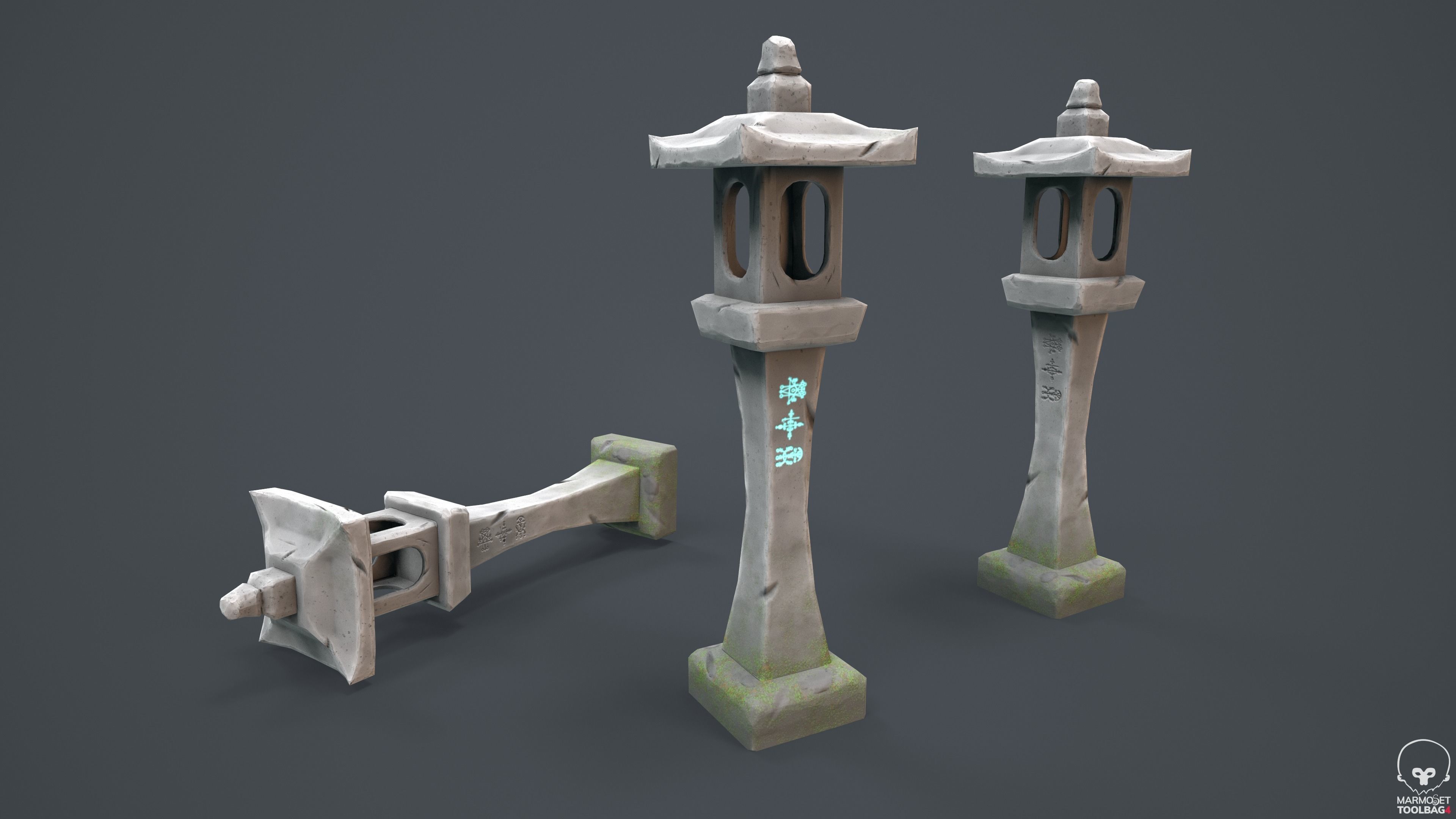 Stylized Stonelantern Free low-poly 3D model_3