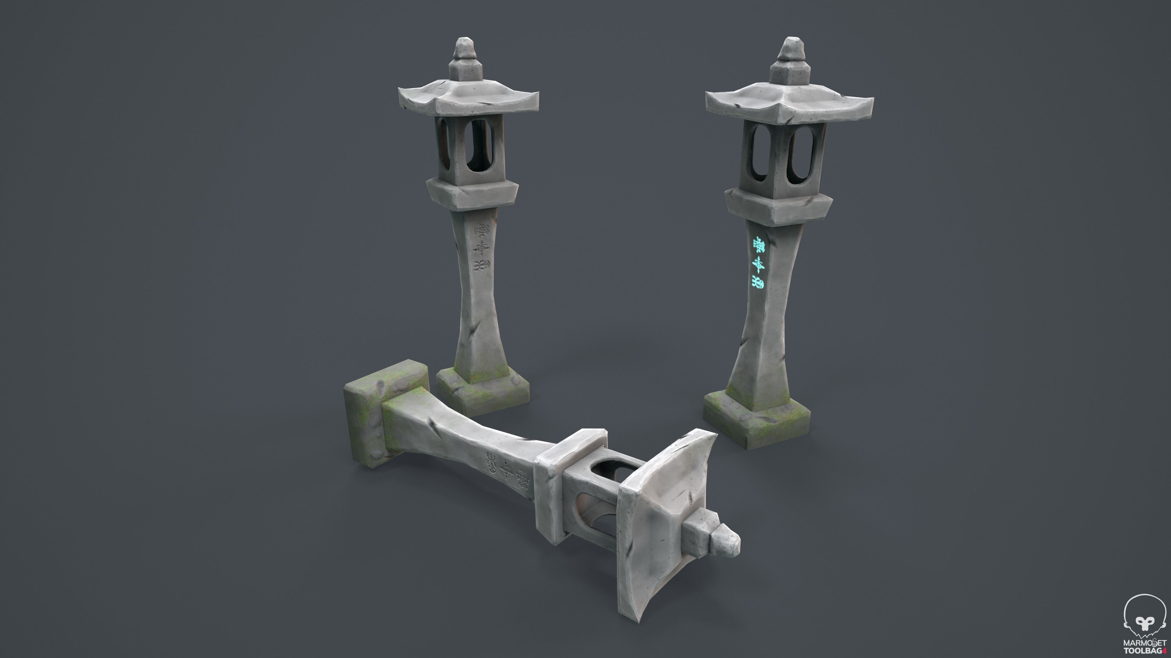 Stylized Stonelantern Free low-poly 3D model_2