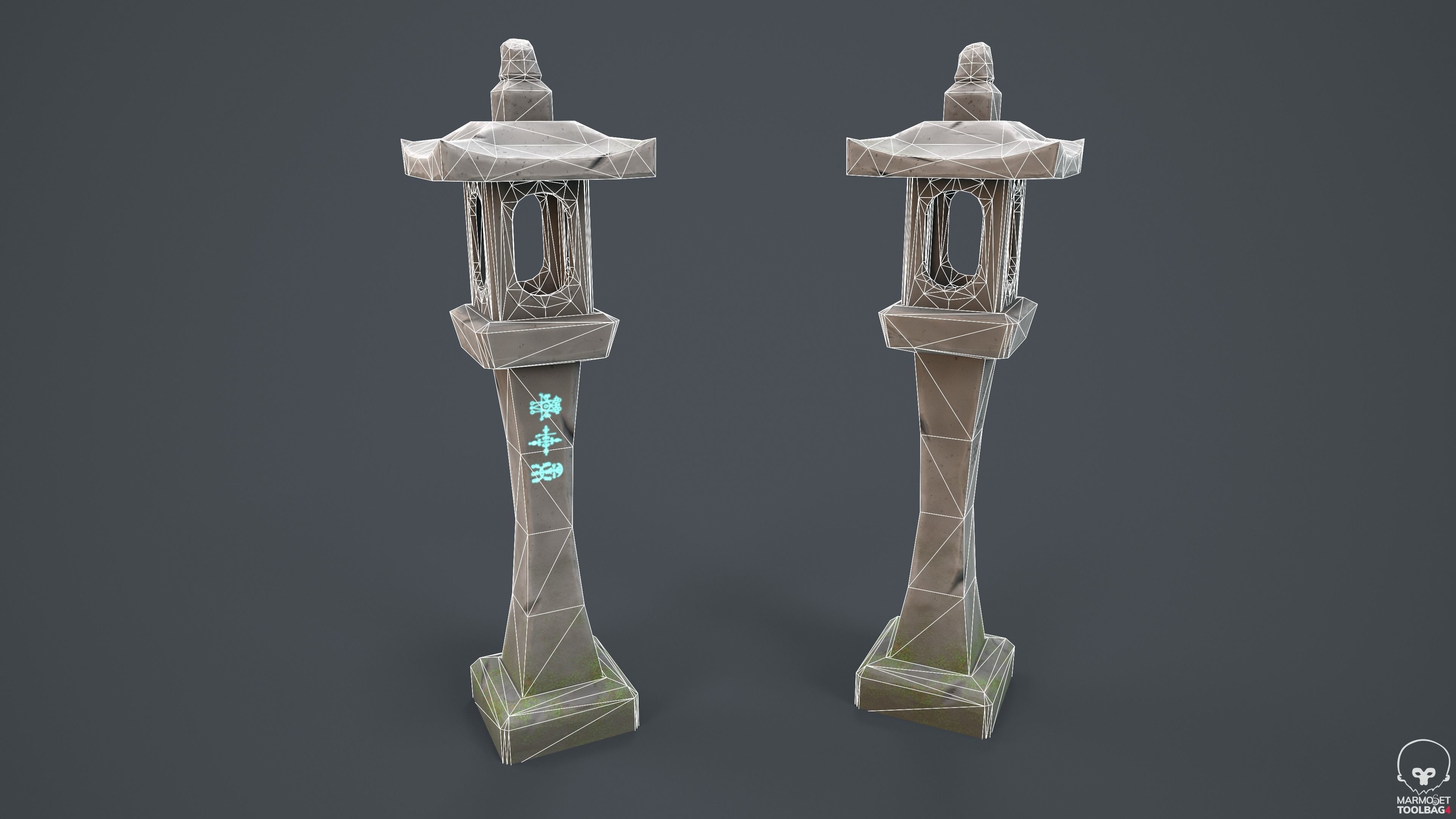 Stylized Stonelantern Free low-poly 3D model_4