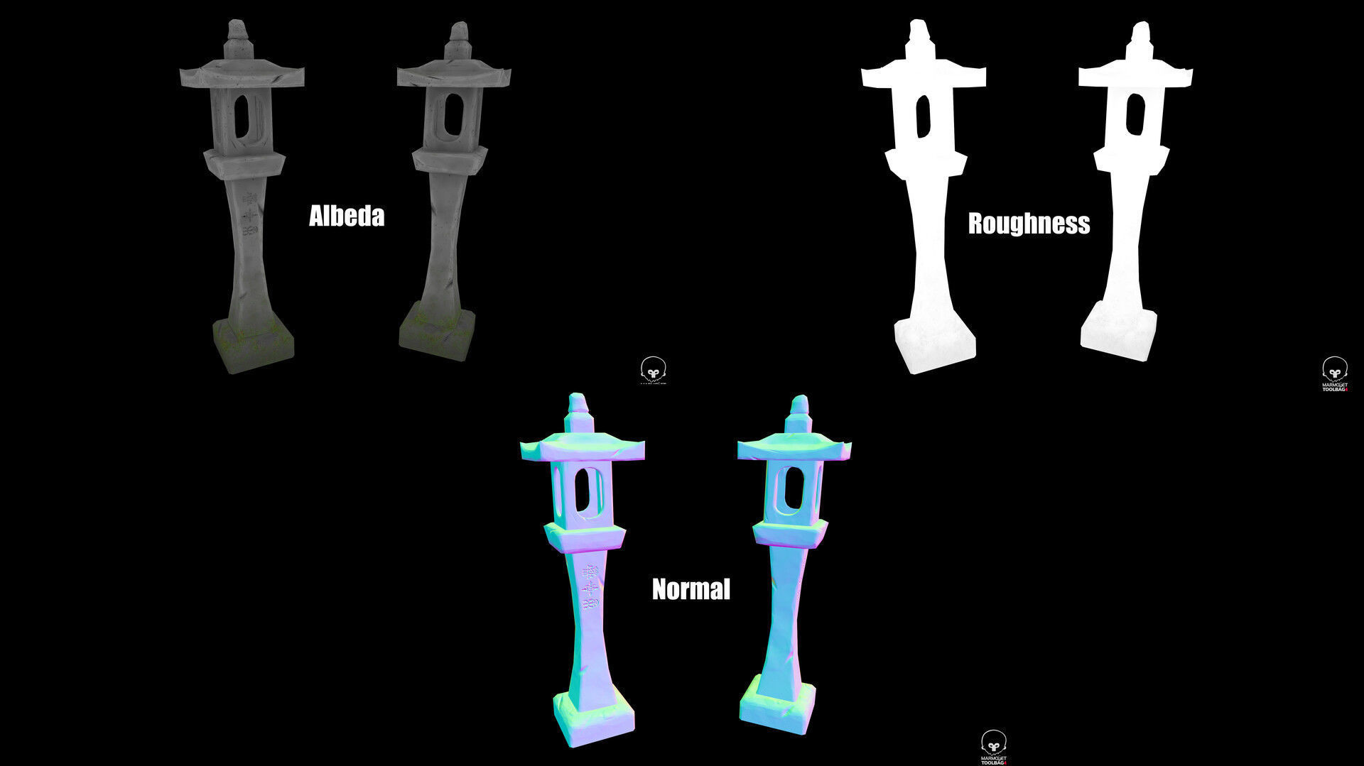 Stylized Stonelantern Free low-poly 3D model_5
