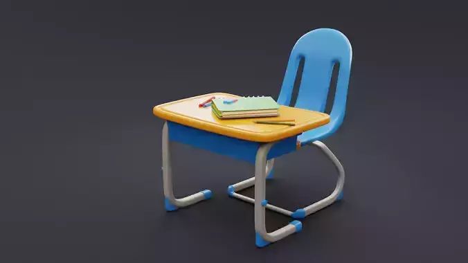 Cartoon Kid School desk 3D model