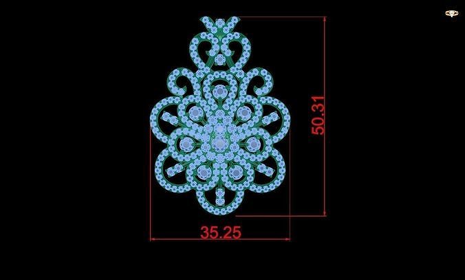 pendant crystal with measurements 3D print model