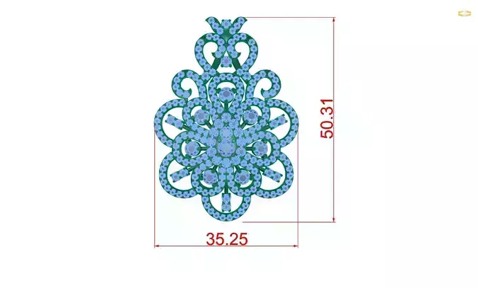 pendant crystal with measurements 3D print model