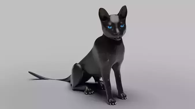 Cat Black Rigged and Animated
