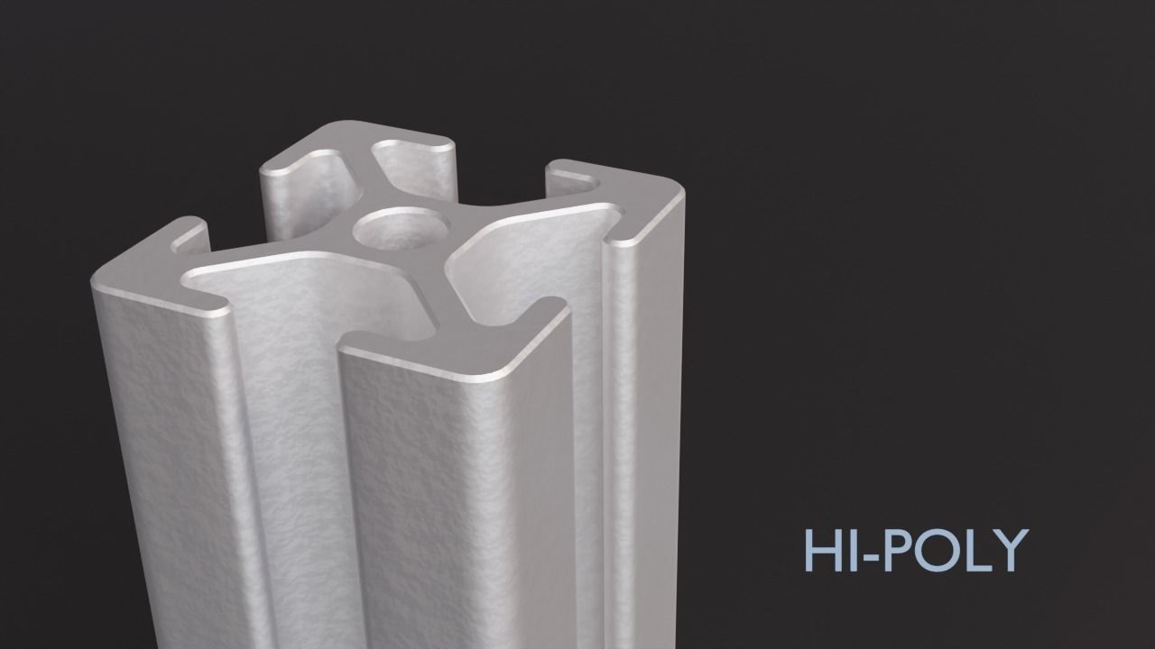 8020 25mm 4-slot extrusion 3D model_2