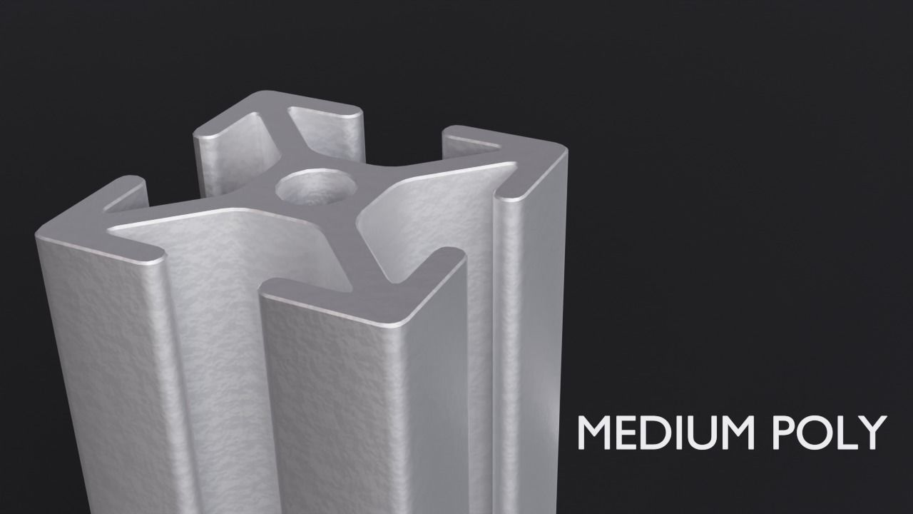 8020 25mm 4-slot extrusion 3D model_3