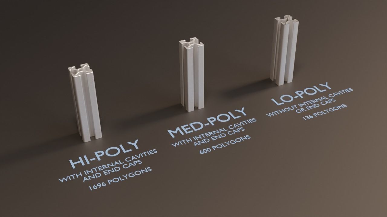 8020 25mm 4-slot extrusion 3D model_1