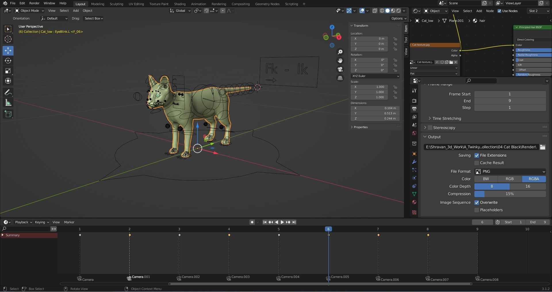 Cat Black Rigged in Blender Low-poly 3D model_22