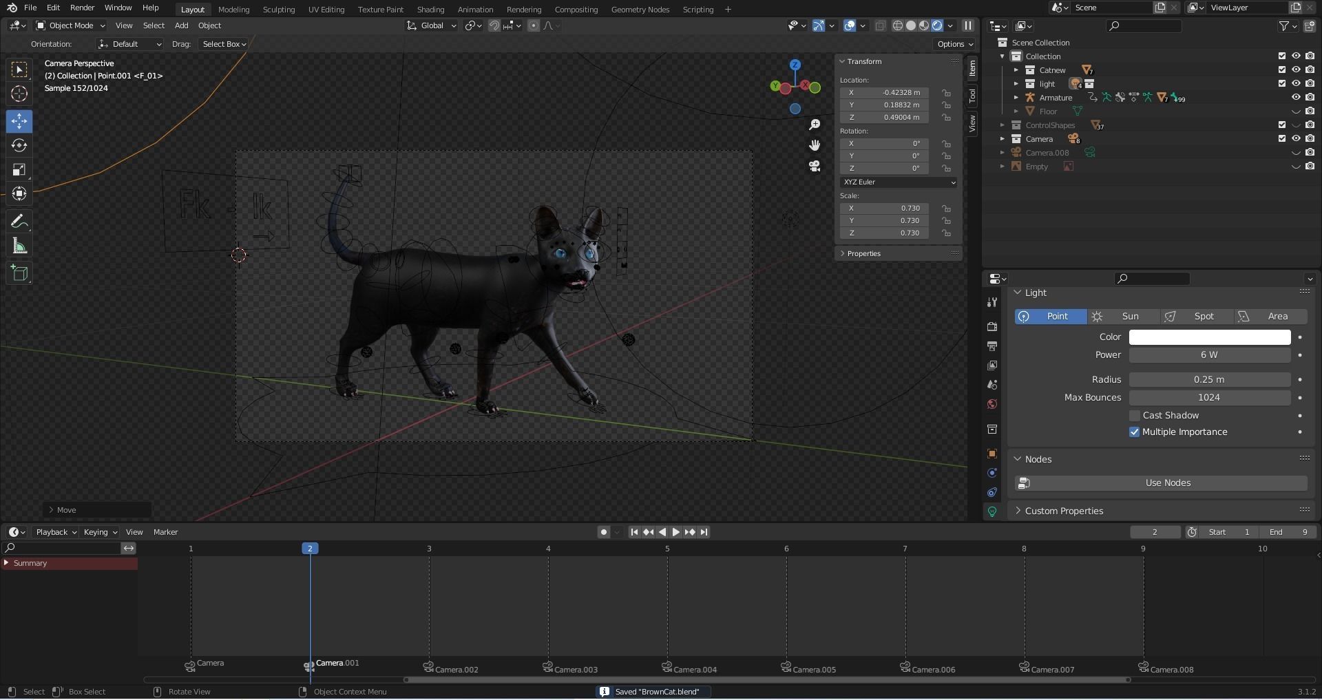 Cat Black Rigged in Blender Low-poly 3D model_23