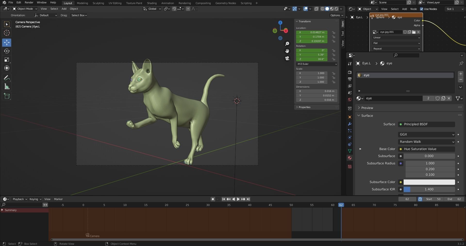 Cat Black Rigged in Blender Low-poly 3D model_20