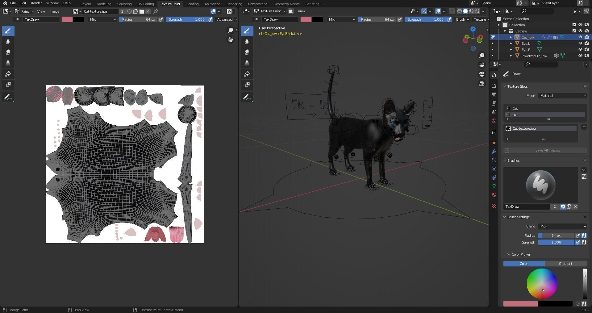 Cat Black Rigged in Blender Low-poly 3D model_25