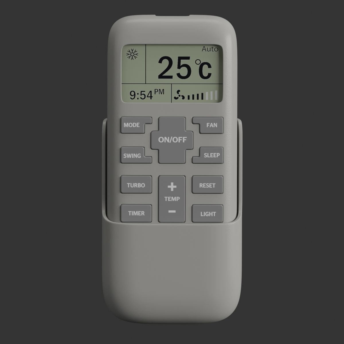 Air-conditioner remote control Low-poly 3D model_3