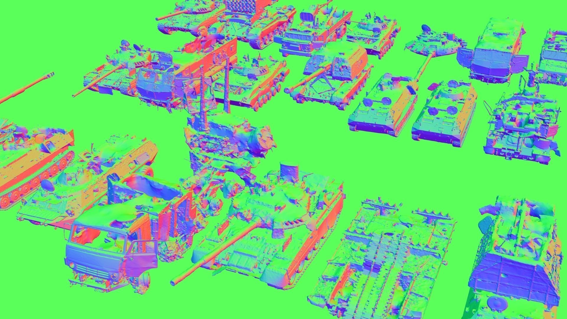 Destroyed russian armoured vehicles 30 assets collection  3D model_13