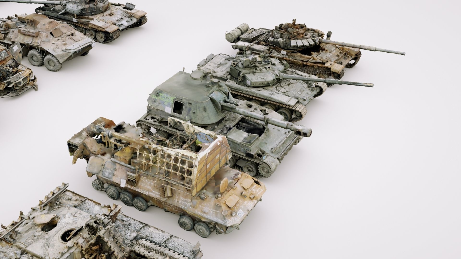 Destroyed russian armoured vehicles 30 assets collection  3D model_6