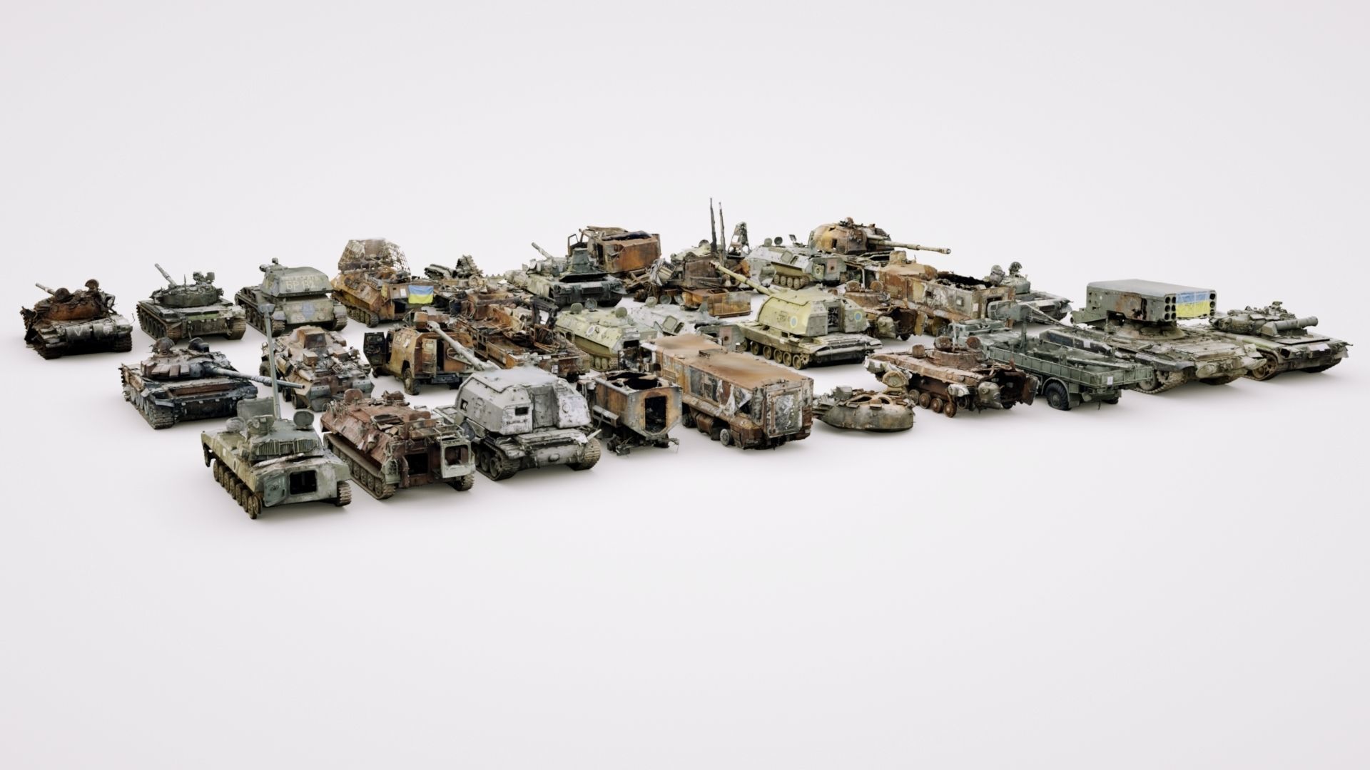 Destroyed russian armoured vehicles 30 assets collection  3D model_3