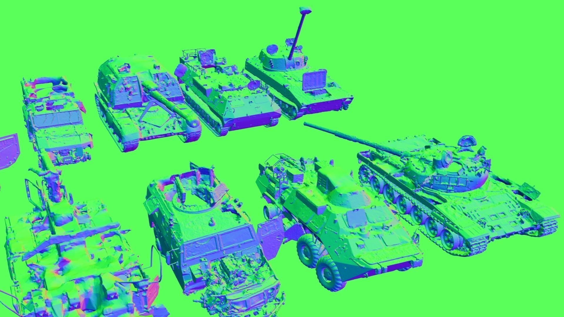 Destroyed russian armoured vehicles 30 assets collection  3D model_11