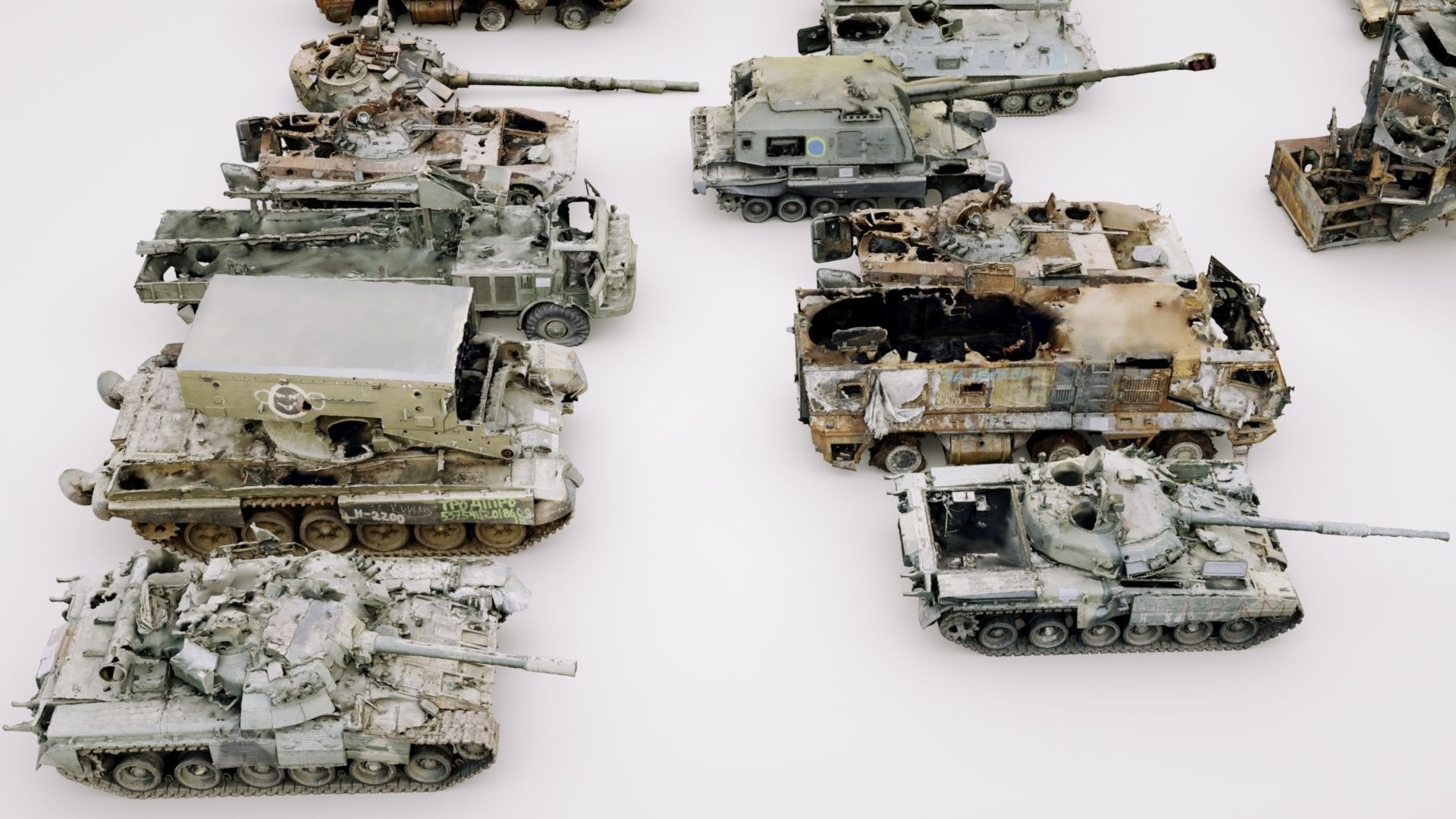 Destroyed russian armoured vehicles 30 assets collection  3D model_4