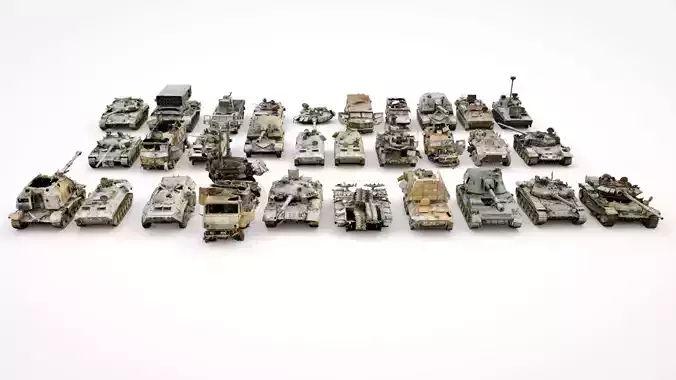 Destroyed russian armoured vehicles 30 assets collection  3D model