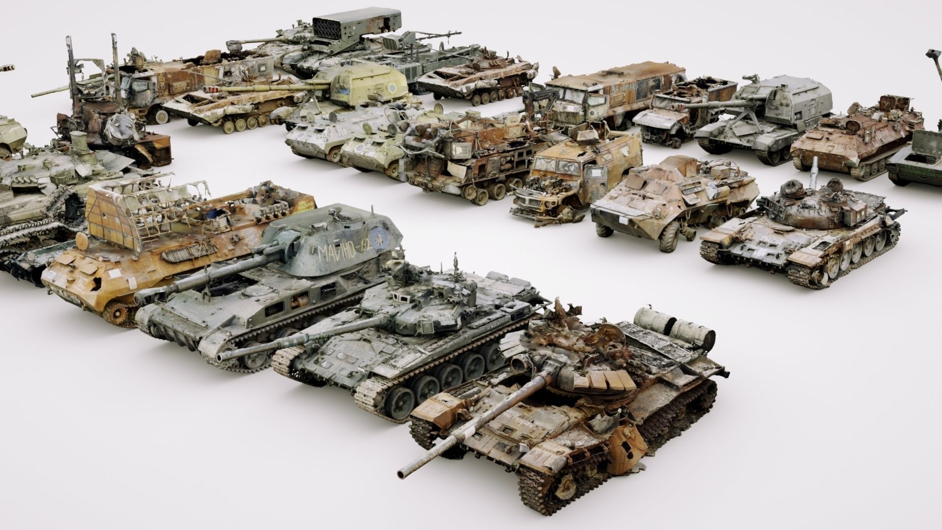 Destroyed russian armoured vehicles 30 assets collection  3D model_2